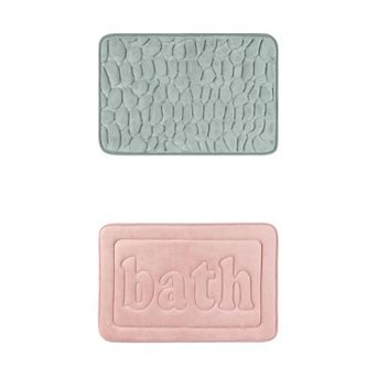 2 Packs Bathroom Rugs, Non Skid Bottom Soft Mat, Water Absorbent Bath Carpet Rug 16"x24"/20"x32"
