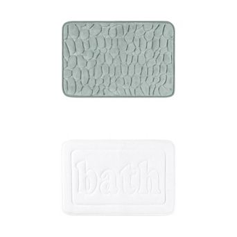 2 Packs Bathroom Rugs, Non Skid Bottom Soft Mat, Water Absorbent Bath Carpet Rug 16"x24"/20"x32"