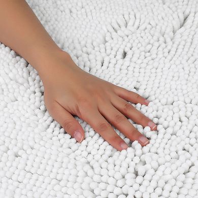 2 Packs Oval Plush Bath Mat, Soft Non Slip Washable Absorbent Quick Dry Rugs 16"x24"/20"x32"