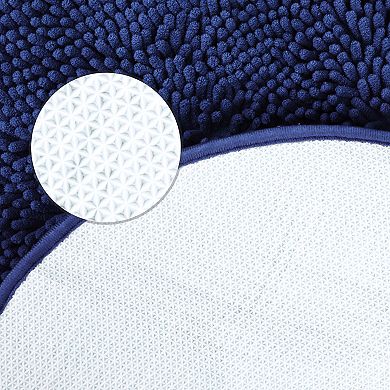 2 Packs Oval Plush Bath Mat, Soft Non Slip Washable Absorbent Quick Dry Rugs 16"x24"/20"x32"