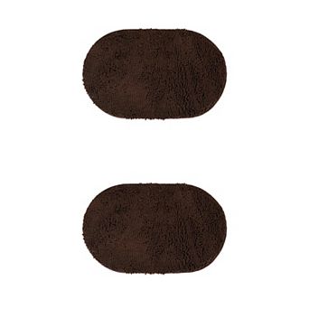 2 Packs Oval Plush Bath Mat, Soft Non Slip Washable Absorbent Quick Dry Rugs 16"x24"/20"x32"