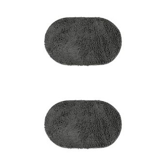 2 Packs Oval Plush Bath Mat, Soft Non Slip Washable Absorbent Quick Dry Rugs 16"x24"/20"x32"