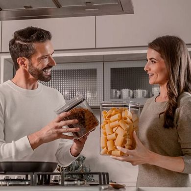 OU Airtight Food Storage Container 8pc (set of 4) Plastic Kitchen Pantry Organizer w Leak Proof Lid