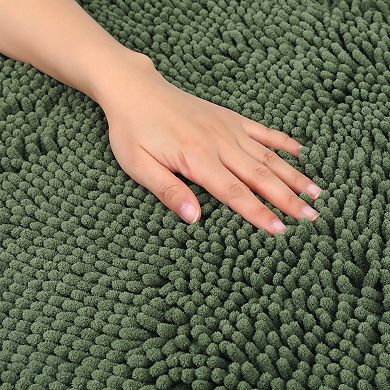 2 Packs Oval Plush Bath Mat, Soft Non Slip Washable Absorbent Rugs 16"x24"&20"x32"