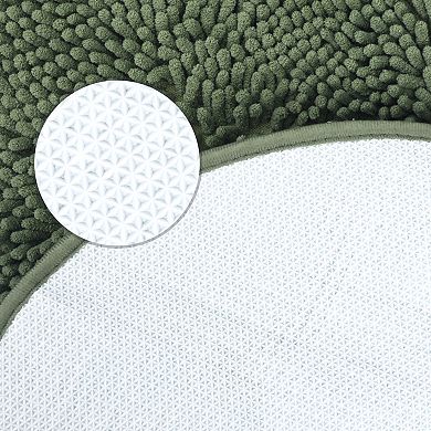 2 Packs Oval Plush Bath Mat, Soft Non Slip Washable Absorbent Rugs 16"x24"&20"x32"