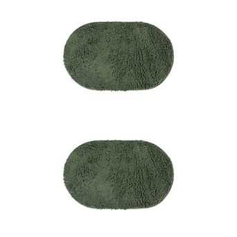 2 Packs Oval Plush Bath Mat, Soft Non Slip Washable Absorbent Rugs 16"x24"&20"x32"