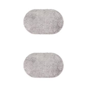 2 Packs Oval Plush Bath Mat, Soft Non Slip Washable Absorbent Rugs 16"x24"&20"x32"