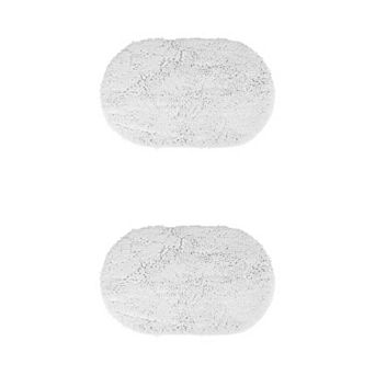 2 Packs Oval Plush Bath Mat, Soft Non Slip Washable Absorbent Rugs 16"x24"&20"x32"