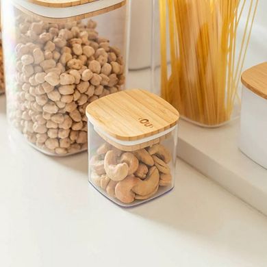 OU Airtight Food Storage Container Set w Bamboo Lid 8pc (set of 4) Plastic Storage Container