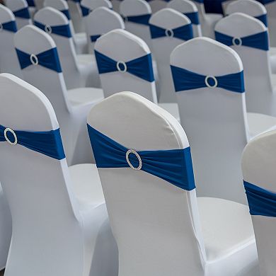 13"x5" Stretch Chair Sashes Bows, 25 Pack Elastic Chair Bands Sashes with Buckle Slider for Wedding