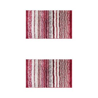 2 Packs Striped Bathroom Mat Soft Absorbent Non-Slip Backing Quick Dry Bath Rugs 16"x24"/20"x32"