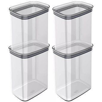 OU Airtight Food Storage Container 8 pc (set of 4) BPA Free Plastic Storage Container, Stackable