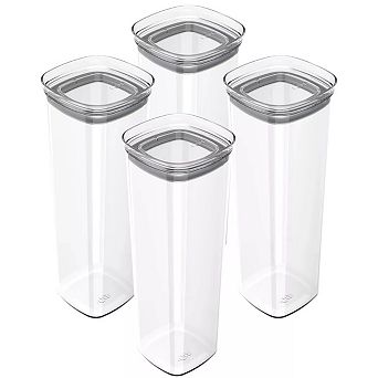 OU Airtight Food Storage Container 8 pc (set of 4) Pantry Organizer with Leak Proof Lid, BPA Free