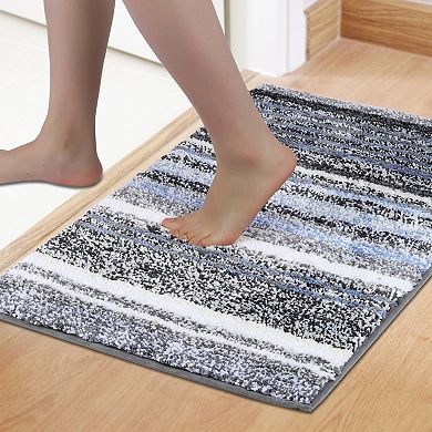 2 Packs Striped Bathroom Mat Soft Absorbent Non-Slip Quick Dry Bath Rugs 16"x24"&20"x32"