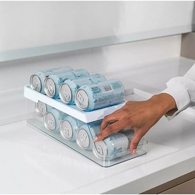 OU Soda Can Organizer for Refrigerator, Clear Rolling Can Dispenser for Fridge, Kitchen Organizers
