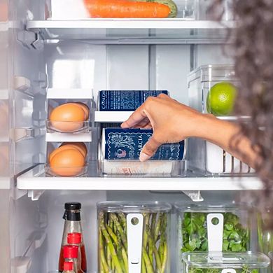 OU Soda Can Organizer for Refrigerator, Clear Rolling Can Dispenser for Fridge, Kitchen Organizers