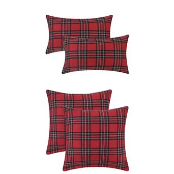 4 Packs Festive Plaid Decorative Throw Pillow Covers for Decor 18"x18"&20"x20"