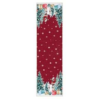 Christmas Rug Snowflake Machine Washable Rug with Rubber Backing Stain-Resistant Xmas Carpet