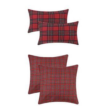 4 Packs Festive Plaid Decorative Throw Pillow Covers for Decor 12"x20"&20"x20"