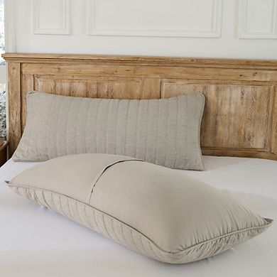 Cotton Herringbone Stripe Quilt Set with Shams, Natural, 100% Cotton Fill