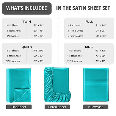 Lux Decor Bed Sheets-Satin Sheet Set Silky Feel Deep Pocket Bedding Sheets with Pillowcase