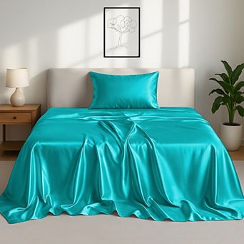 Lux Decor Bed Sheets-Satin Sheet Set Silky Feel Deep Pocket Bedding Sheets with Pillowcase