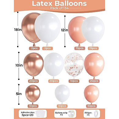 Rose Gold Arch Kit Assorted Balloons for Wedding, Party, Bridal Shower or Elegant Event Decor