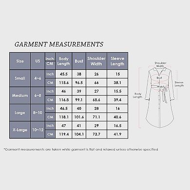 Women's Long Sleeve Button Front Midi Dress with Waist Tie and Side Slit