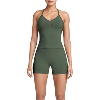 Women's Seamless Active Set with Halter Neck Top and Fitted Shorts