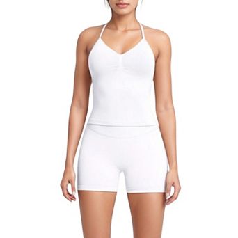 Women's Seamless Active Set with Halter Neck Top and Fitted Shorts