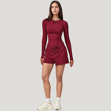 Women's Long Sleeve Crew Neck Activewear Top with Lightweight Stretch Performance Fabric