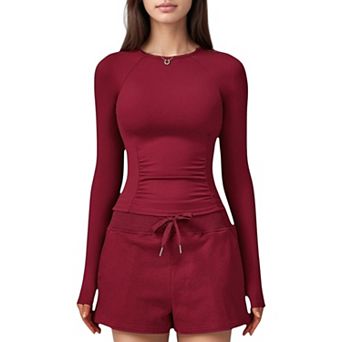 Women's Long Sleeve Crew Neck Activewear Top with Lightweight Stretch Performance Fabric