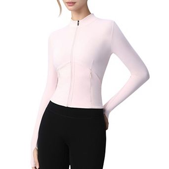 Women's Long Sleeve Full Zip Athletic Jacket with Thumbholes and Fitted Silhouette