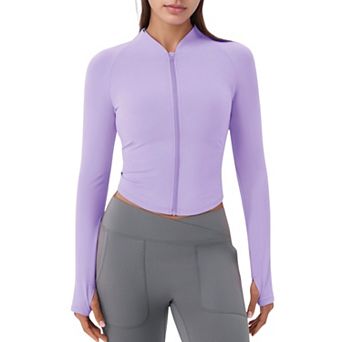 Women's Long Sleeve Zip Front Activewear Jacket with Lightweight Performance Fabric