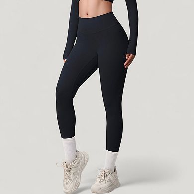 Women's High Waist Leggings with Side Pockets and Seamless Stretch Fabric for Everyday Wear
