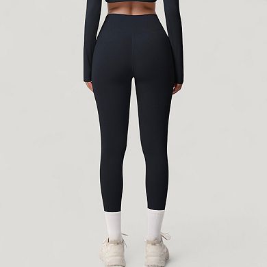Women's High Waist Leggings with Side Pockets and Seamless Stretch Fabric for Everyday Wear