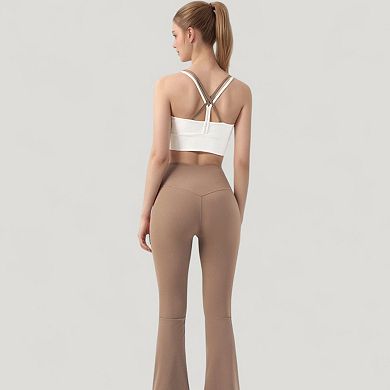 Women's Scoop Neck Sports Bra with Double Strap Back and Soft Stretch Fabric