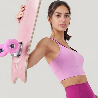 Women's Scoop Neck Sports Bra with Double Strap Back and Soft Stretch Fabric