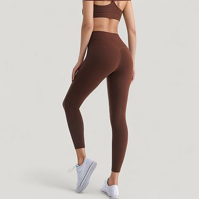 Women's High Waist Full Length Active Leggings with Wide Waistband and Seamless Design