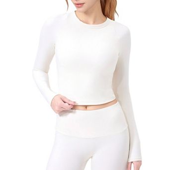 Women's Long Sleeve Cropped Sports Top with Open Back and Crisscross Strap Detail