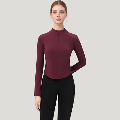 Women's Long Sleeve Active Top with Half Zip Front and Slim Fit Design