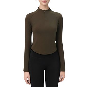 Women's Long Sleeve Active Top with Half Zip Front and Slim Fit Design