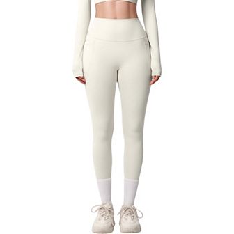 Women's High Waist Full Length Leggings with Side Pockets and Wide Waistband