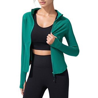 Women's Full Zip Long Sleeve Active Jacket with Slim Fit and High Collar