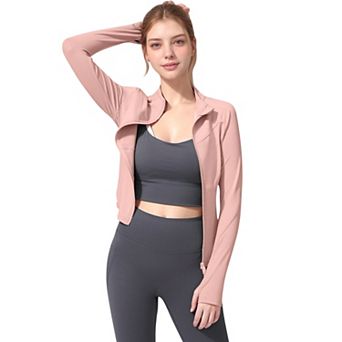Women's Full Zip Long Sleeve Active Jacket with Slim Fit and High Collar