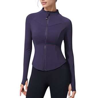 Women's Full Zip Long Sleeve Active Jacket with Slim Fit and High Collar