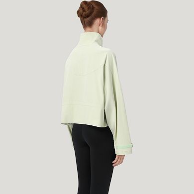 Women's Zip Up Lightweight Active Jacket with Stand Collar and Relaxed Fit