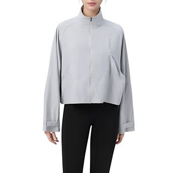 Women's Zip Up Lightweight Active Jacket with Stand Collar and Relaxed Fit