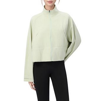 Women's Zip Up Lightweight Active Jacket with Stand Collar and Relaxed Fit