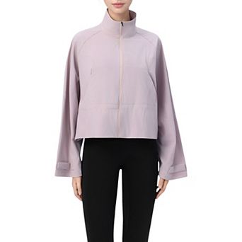 Women's Zip Up Lightweight Active Jacket with Stand Collar and Relaxed Fit